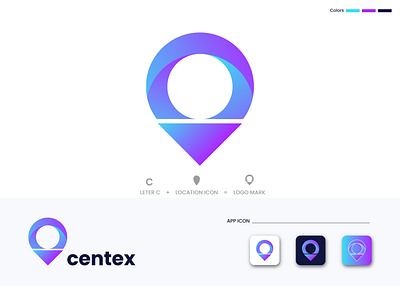 Location Letter C ,Logo design Concept app icon app logo brand identity centex logo creative logo crypto logo gradient logo letter c location logo design logo icon logo mark minimal logo minimalist logo modern logo nft logo symbol technology logo vector website logo