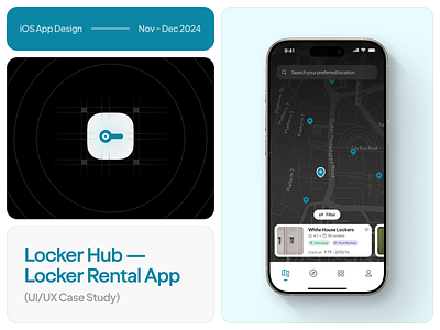 Locker Hub — UI/UX Case Study branding dark mode design figma ios ios app locker app logo minimal mobile app patterns ui ui design user interface ux design