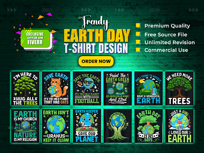 Trendy Earth Day T-Shirt Design