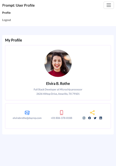 Prompt: User Profile animation bootstrap dailyui design ui