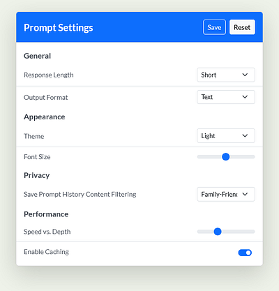 Prompt Settings bootstrap dailyui responsive theme ui