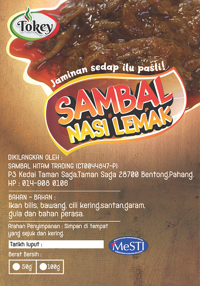 Food Paste Label Design for Sambal Hitam Trading branding graphic design