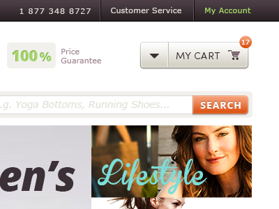 My Cart button drop down header my cart shop