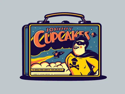 Lunchbox illustration johnny cupcakes lunchbox super hero