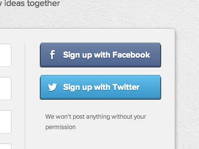 Sign up buttons button facebook sign up twitter ui