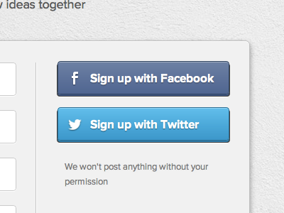 Sign up buttons button facebook sign up twitter ui