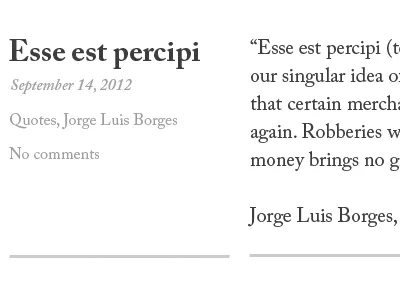 Esse est percipi blog minimalist serif
