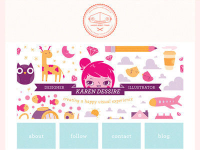 Happie Robot Town Website design identity illustration logo web website