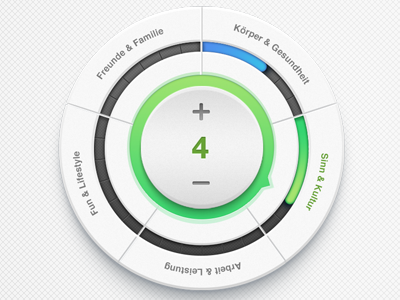 Mood Balancer - User Interface Design COBE app balancer button circle clean cobe configurator control counter dial interface ios iphone knob loader minus plus preloader round simple ui white