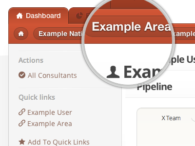 Breadcrumbs breadcrumbs buttons dashboard quick links sidebar tabs user