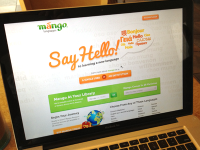 Mango Homepage Redesign Concept arck concept design green homepage languages mango minimalist orange redesign search typography ui website white