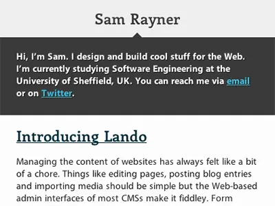 SamRayner.com v2 - Mobile grey mobile responsive