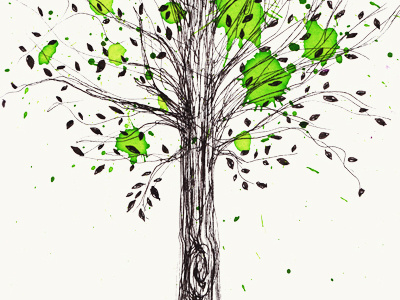 Tree ecoline multiliner sketch tree watercolor
