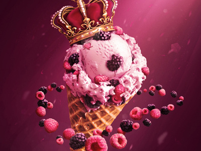 Ice Cream Royale crown digital art ice cream illustration light pink purple self promotion