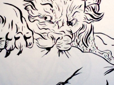 Lion Bite bite ink lion sketch
