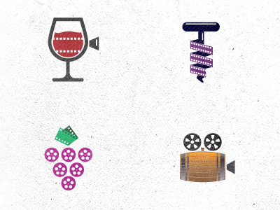 Wine & Film barrel camera cions cock screw design drinks film glass grapes lensleaves logo movies production reel wine