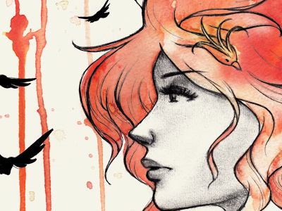 Phoenix bird pencil phoenix watercolor