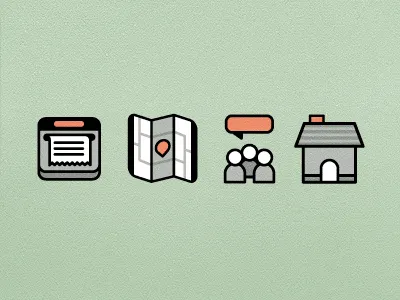 Iconography groups home icon illustration ios places print receipt symbol