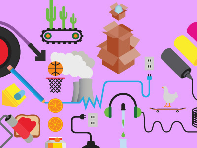 Roller Jam Cactus Belt box chicken vector