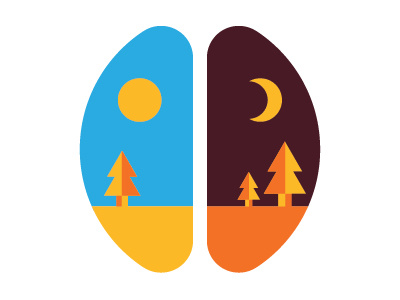 Half Asleep brain day icon moon night sun tree