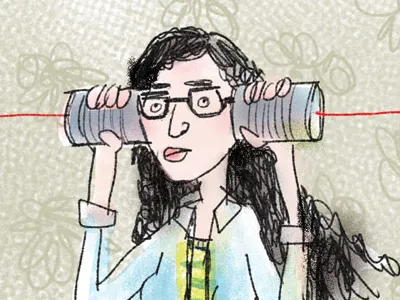 tin can phones digital hand drawn illustration tin can phone