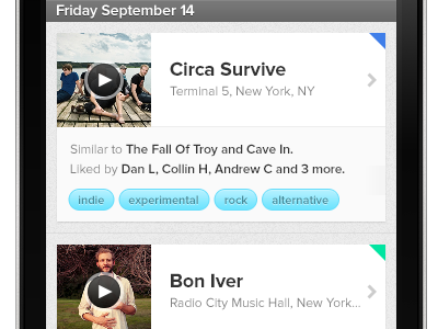 Shows card circa survive ios iphone mobile proxima nova tags ui uitableview