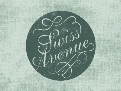 Swiss Avenue badge dallas logo swash texture typography