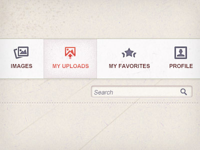 Navigation Menu with icons design hover icons interface menu navigation photo photoshop profile user web design