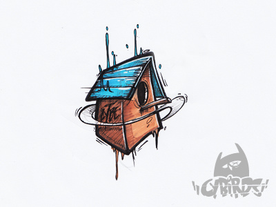 Cybirds' Birdhouse bid birdhouse cybe cybirds drawing illustration sketch