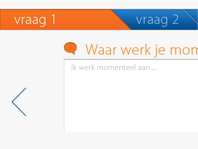 Bite out of an interview app bar blue orange progress progress bar text input