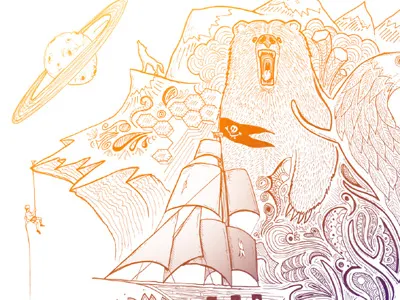 KU Rock Climbing Illustration bear climbing doodles illustration mountains nature