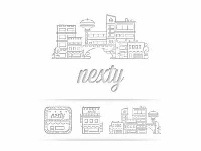 Nexty city illustration next nexty shop town ville white