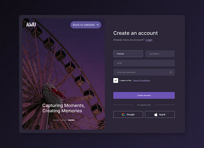 Login & Sign up - Dark Mode | UI/UX Design designer figma figma designer homepage homepage designer landing page landing page designer login prototyping responsive design signup ui design ui designer uiux web app design website design wireframes