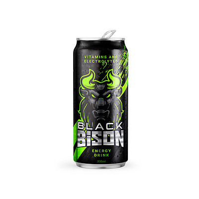 Black Bison Energy Drink black bison electrolytes energy drink energy drink packaging packaging design vitamin