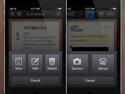 Action Sheet action sheet actionsheet button icons ios iphone journalized menu