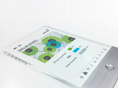 Smart glass in-home display model chart dashboard design energy graph infographic infographics map metro model product design smart glass tablet