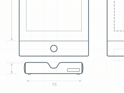 Smart glass in-home display blueprint blueprint drawing grid paper plan smart glass tablet