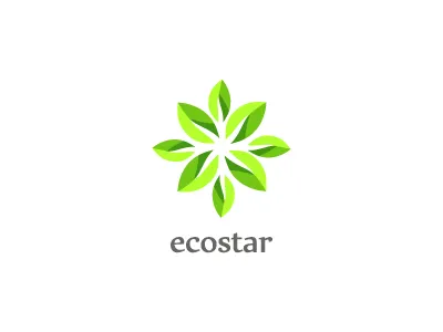 ecostar beautiful blossom blow brand circle eco ecological ecology energy environment flower graphic design graphic mark green industrial leaf leaves logo natural nature negative space organic petal plant spring symmetry tree wind