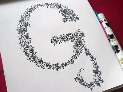 Letter G alphabet hand lettering letter g pen sketchbook typography