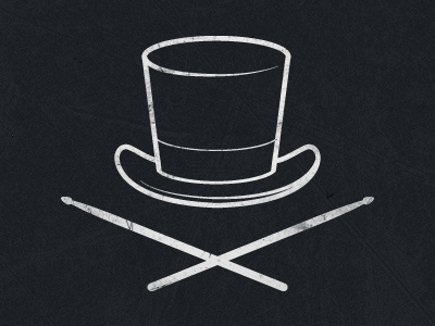 Drummer's Logo Mark artist band blue dark drum sticks drummer drums grey gritty grunge hat logo mark music texture top hat white