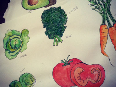 Veggies ink veggies watercolor