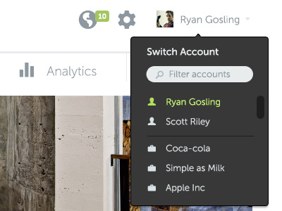 Switch Account Dropdown account drop down dropdown simpleasmilk