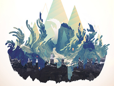 M83 Poster concert poster illustration masking mountains poster