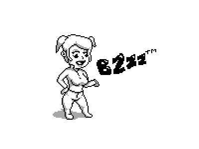 The Bzzz Girl black bw gaming girl pixel art sprites video game white