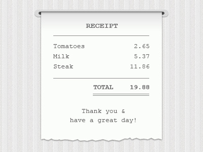 Receipt design receipt