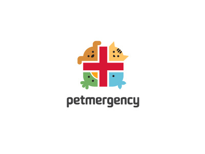 Petmergency Logo aid animal brand character emergency fun identity illustration illustrative logo pet positive rescue