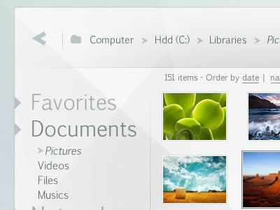 Windows ui concept Folders design desktop documents favorites folder interface seven ui webui windows