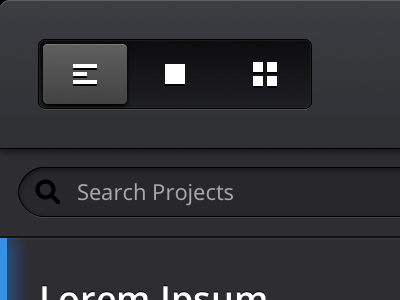 Search Projects dark interface ios ipad picker projects search ui