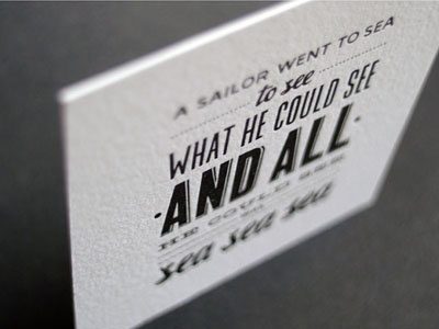 English patter. Letterpress card. card cotton paper lettering letterpress type typography