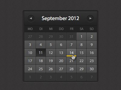 Calendar calendar css dark html landing page ui website